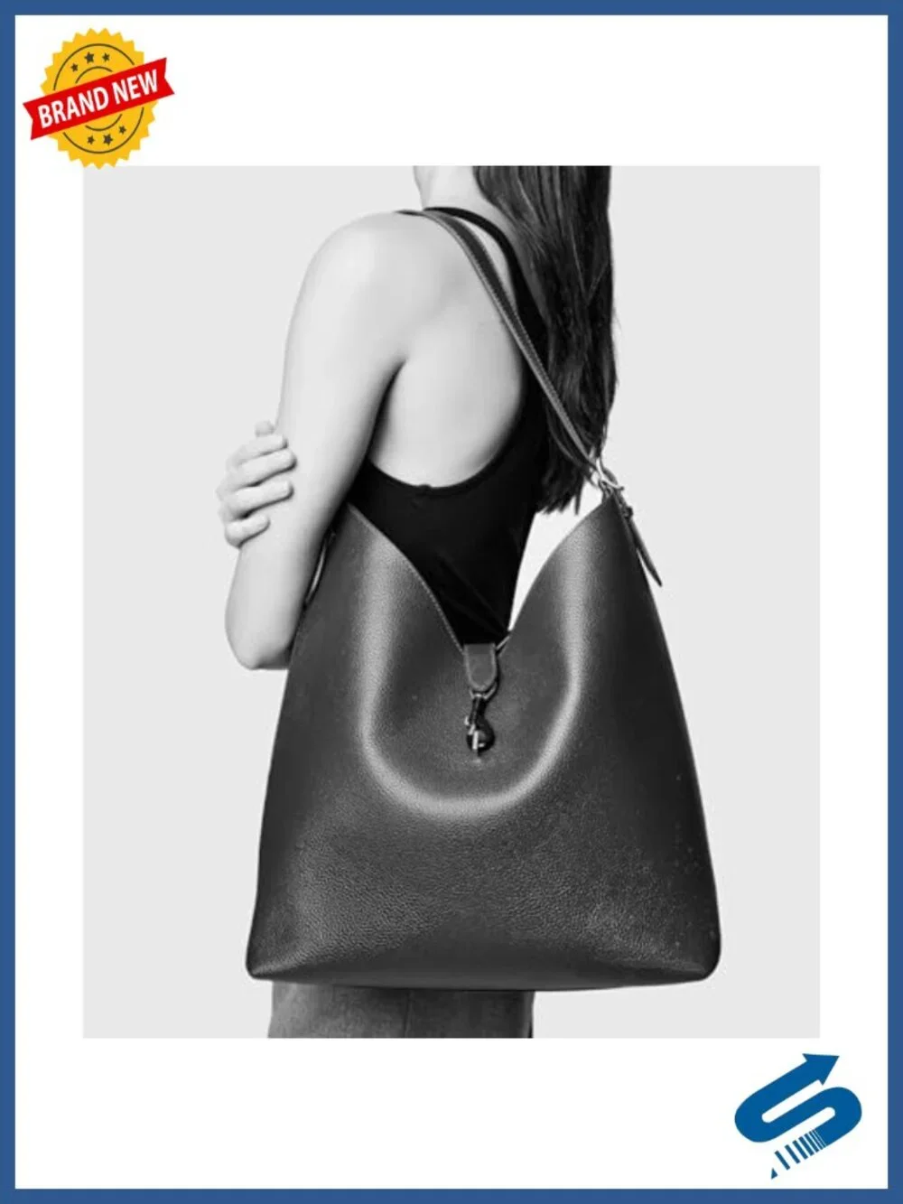 100% Leather Hobo Bag with Magnetic Snap Closure, Shoulder Strap Drop 23